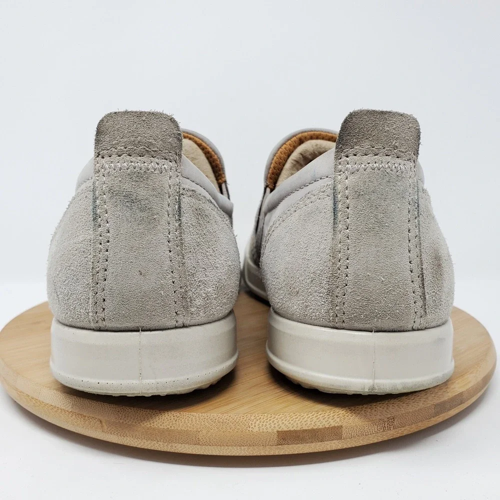 Ecco Collin 2.0 Shoes Mens 41 Beige Grey Slip On Loafer Comfort Sneaker 7-7.5 US